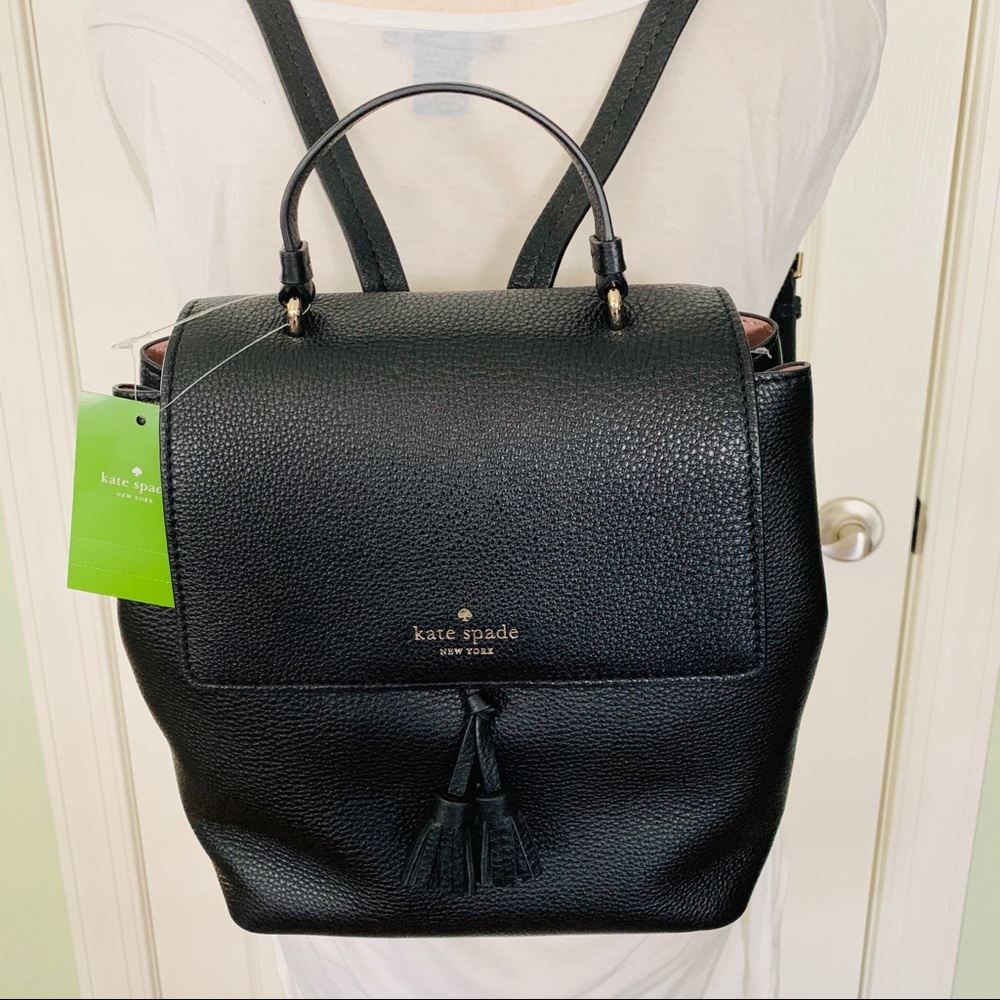 Brand new Kate spade black leather Hayes backpack - Picture 1 of 7